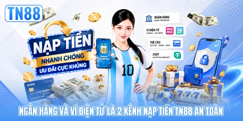 Ngân hàng và ví điện tử là 2 kênh nạp tiền TN88 an toàn